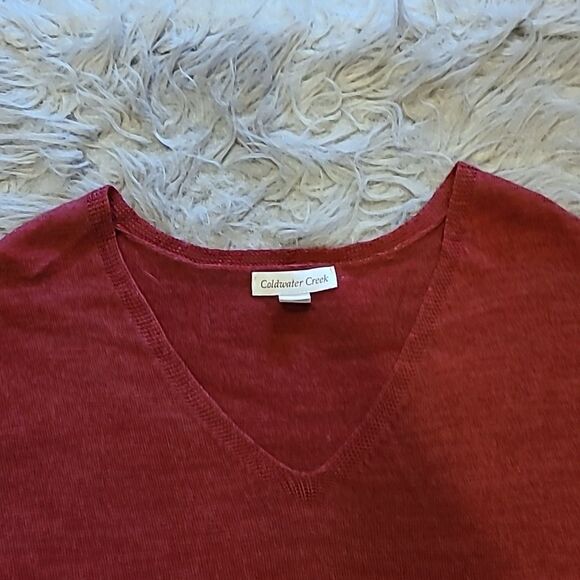 Coldwater creek womens red vneck wool blend sleeveless sweater size small - Picture 2 of 5